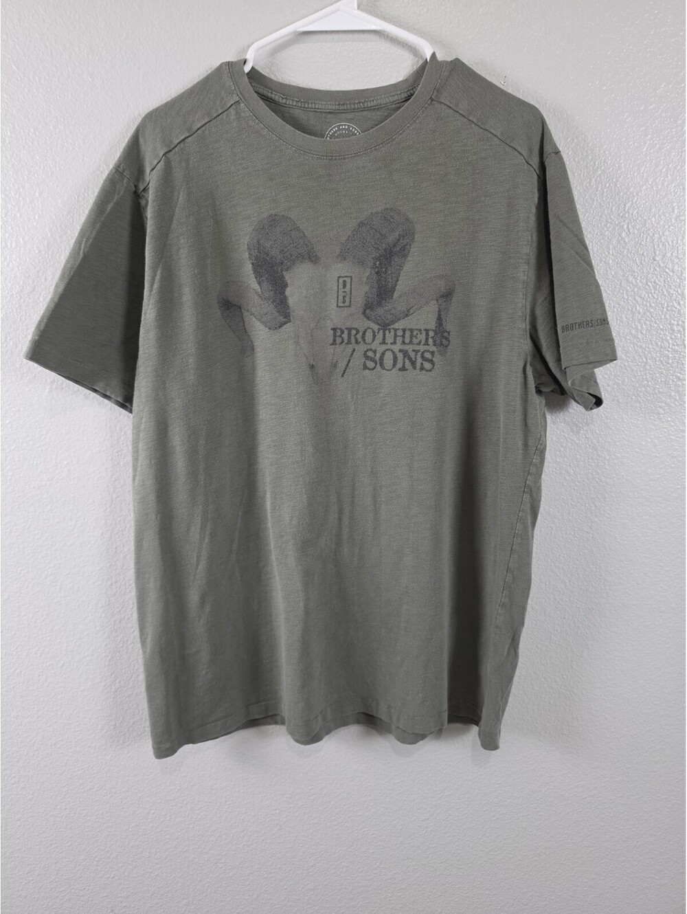 Mens Medium Brothers & Sons Ram T Shirt Short Sleeve Gray/green